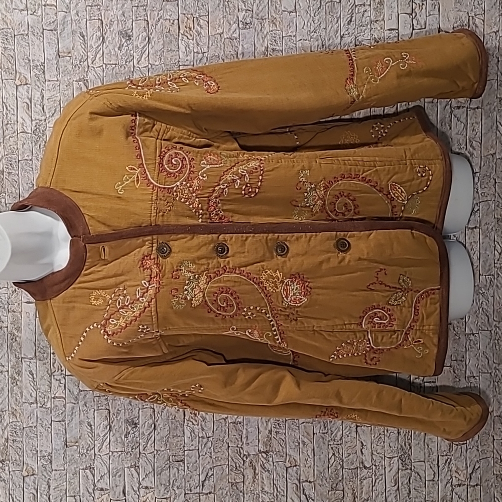 IVY Camel/Tan Cotton Embroidered Paisley Corduroy Jacket